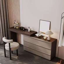 纯实木烤漆梳妆台斗柜一体卧室床尾收纳桌简约现代翻盖带镜化妆桌