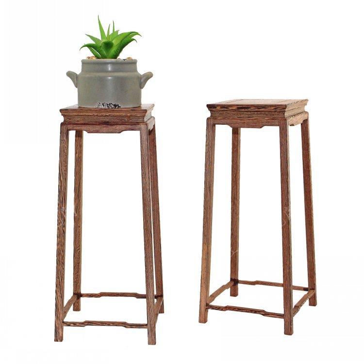 鸡翅木酸枝木明式小花架 摆件奇石盆景架子多肉花盆实木正方底座