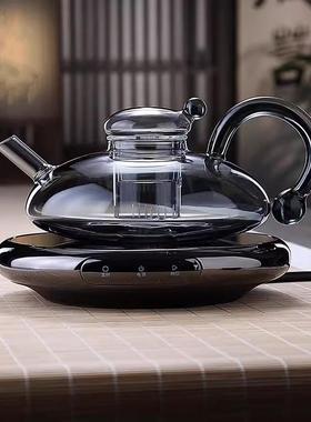 财鼠创意耐热咖啡壶家用烟灰色玻璃茶壶手工茶具电陶炉煮茶泡茶壶