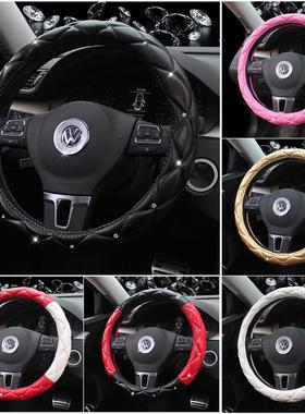 汽车用品镶钻把套韩国女士泡芙时尚可爱钻石通用黑色泡泡方向盘套