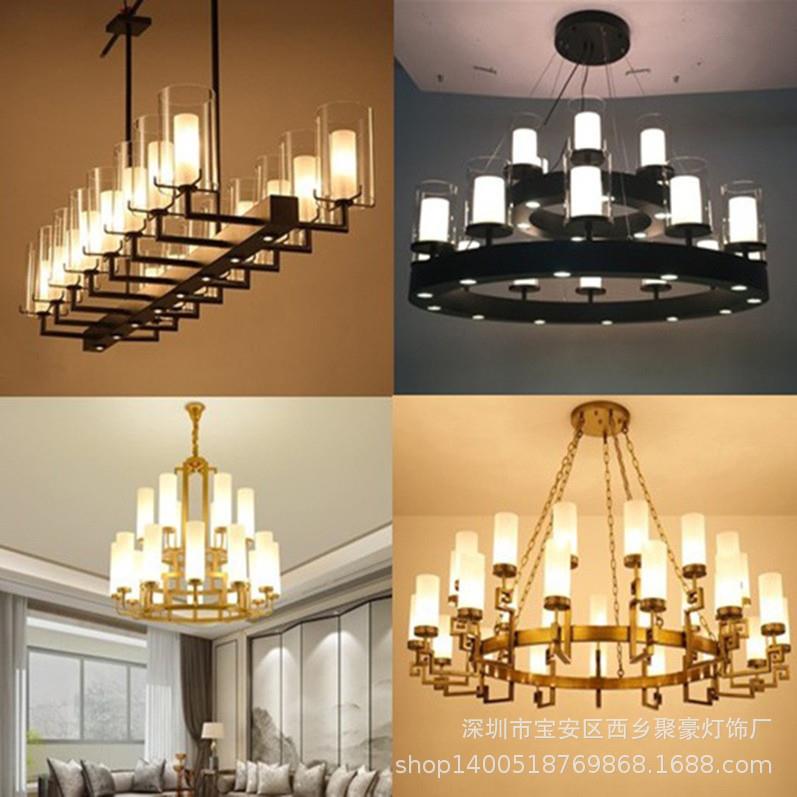 新中式酒店工程复式楼三层大吊灯饭店餐厅吊灯中式客厅大厅别墅灯