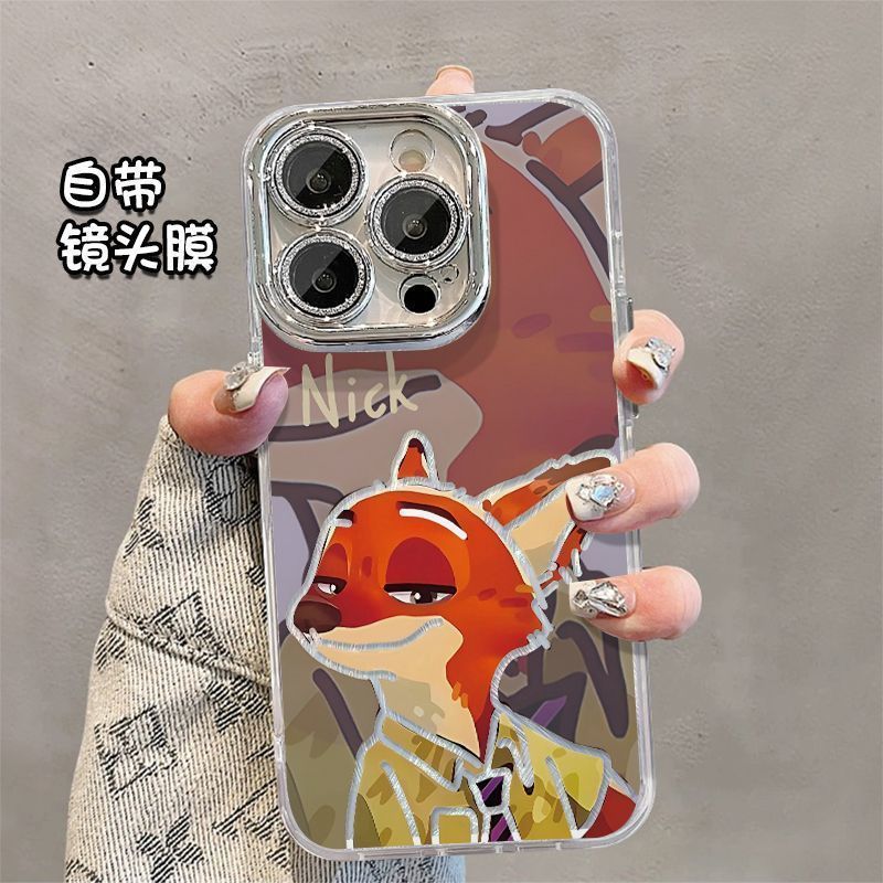 适用苹果17PM尼克手机壳精孔羽纱疯狂动物城iPhone16全包保护套15