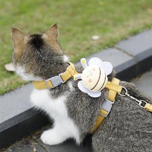 猫咪牵引绳外出防挣脱工字遛猫绳小猫胸背带可调节宠物狗链子泰迪