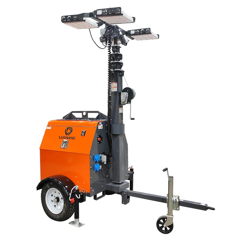 GLTS4005拖挂式7.5米手摇移动照明灯塔车柴油应急救援400W金卤灯