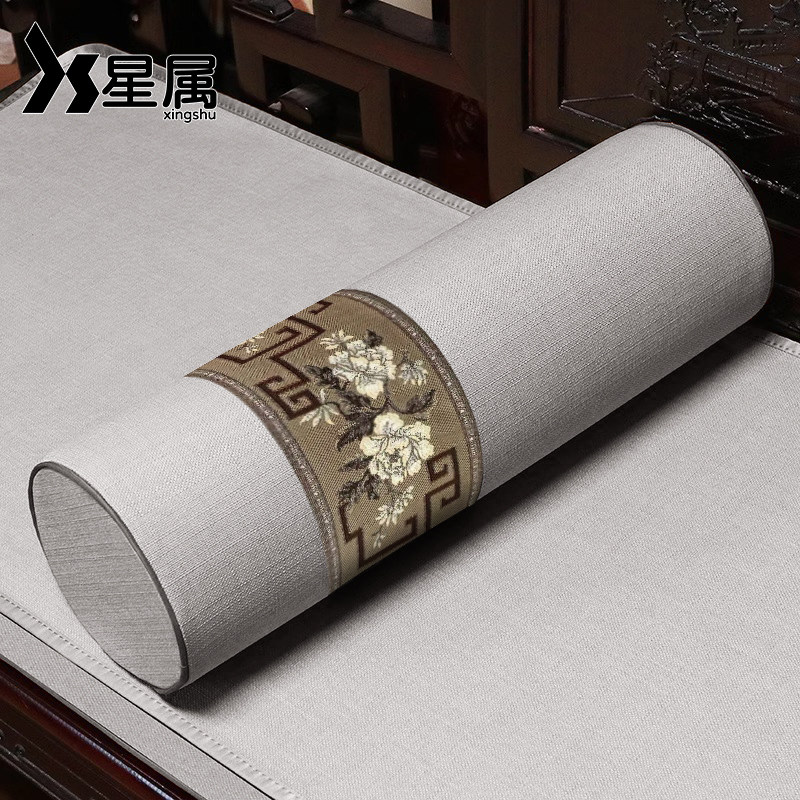 中式扶手枕圆枕红木沙发扶手靠枕 50*15*15cm扶手垫 罗汉床枕垫客