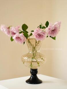 洒金琉璃高脚覆古中古法式老货高级艺术风灯花瓶花器插花摆件