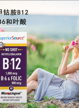 现货美国进口Superior Source甲钴胺B12 B6和叶酸60粒速溶片