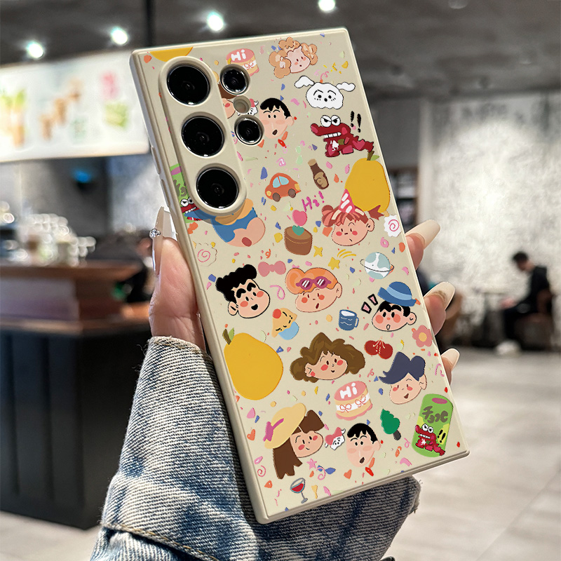 三星GalaxyS25plus手机壳s24ultra新款小新家族S22ultra液态硅胶全包防摔卡通可爱S23软壳男女24+彩绘保护套