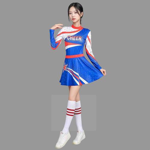 儿童啦啦操演出服长袖新款女童拉拉队表演服健美操竞技赛比赛服装