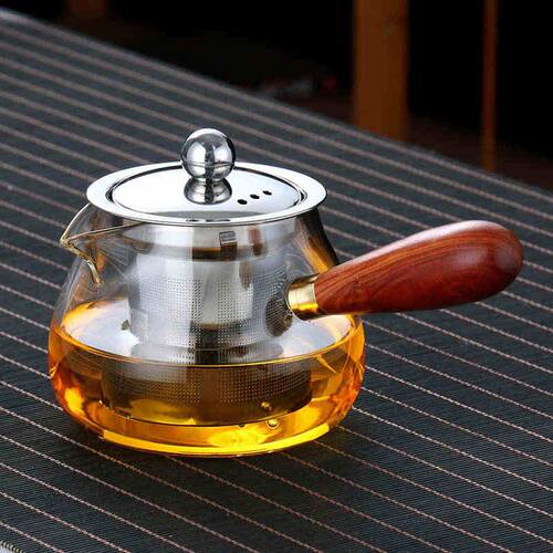 侧把耐热玻璃加厚公道杯茶漏一体套装分茶器木把公杯高档茶海过滤