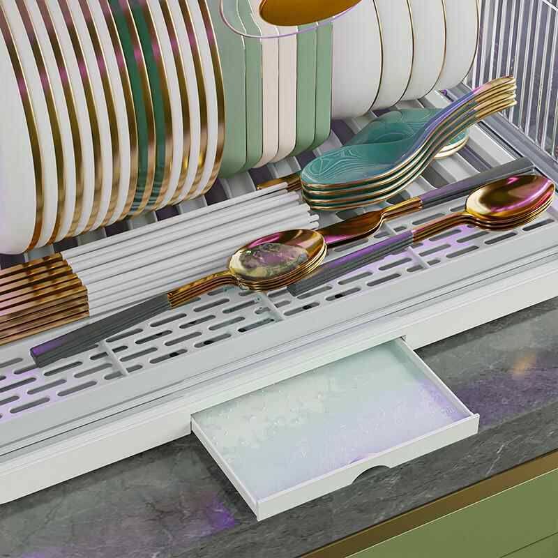 厨房碗碟收纳置物架家用小型杀菌碗柜盘子碗筷餐具收纳盒简易碗架