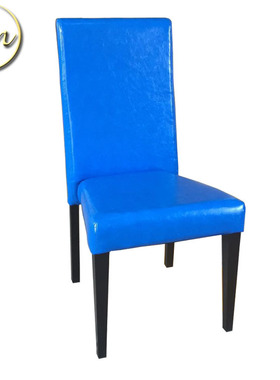 仿木纹餐椅  蓝色油蜡皮酒店椅 高档餐厅家具 防水耐磨易清洁