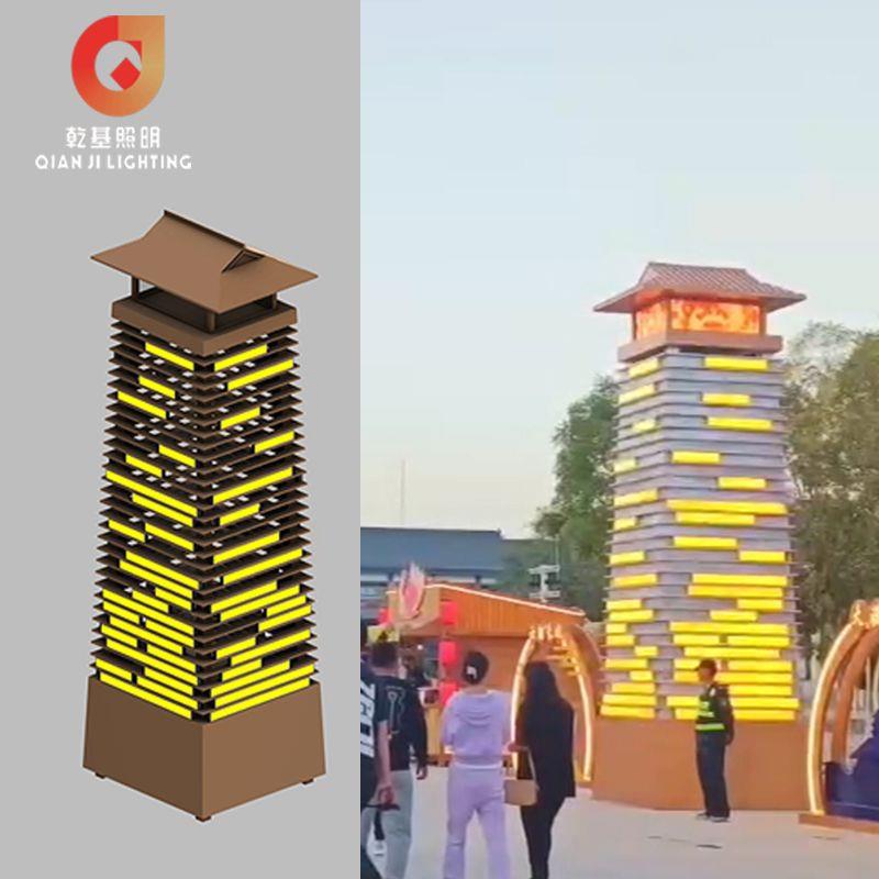 仿古建筑复古造型雕塑景观灯创意设计logo造型标志景观夜景照明