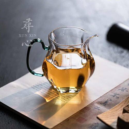 寻心公道杯耐热玻璃透明带把手分茶器匀杯家用功夫茶具泡茶器茶海