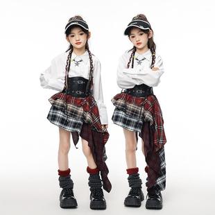 jazz格子裙jazz街舞儿童少儿韩舞女团潮服 爵士舞演出服女童套装