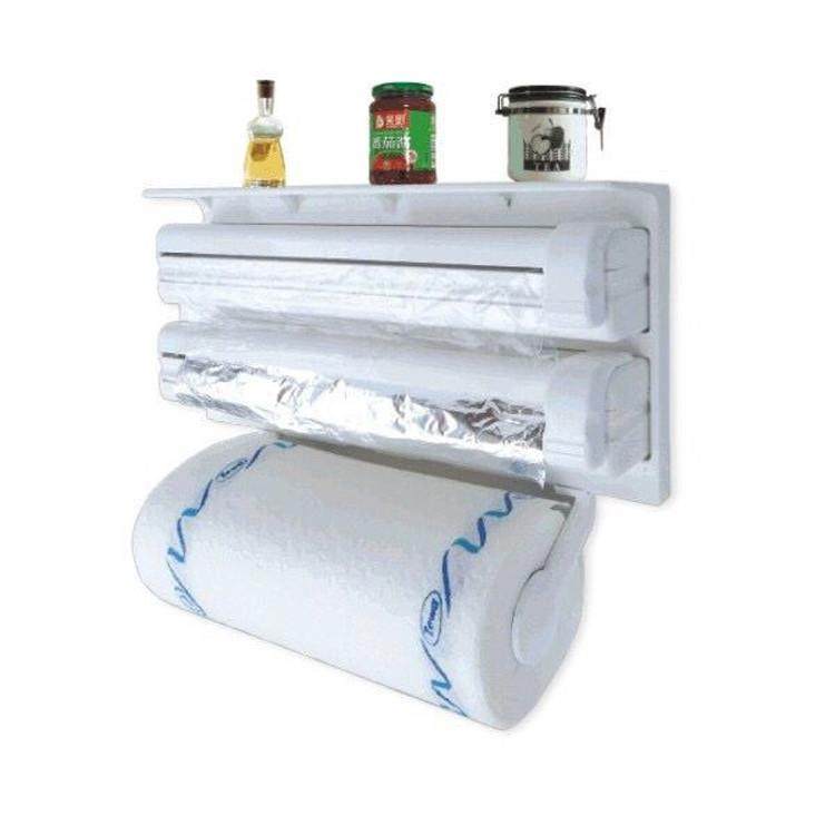 三层保鲜膜切割器纸巾架 切锡纸盒保鲜膜外贸厨房工具外贸