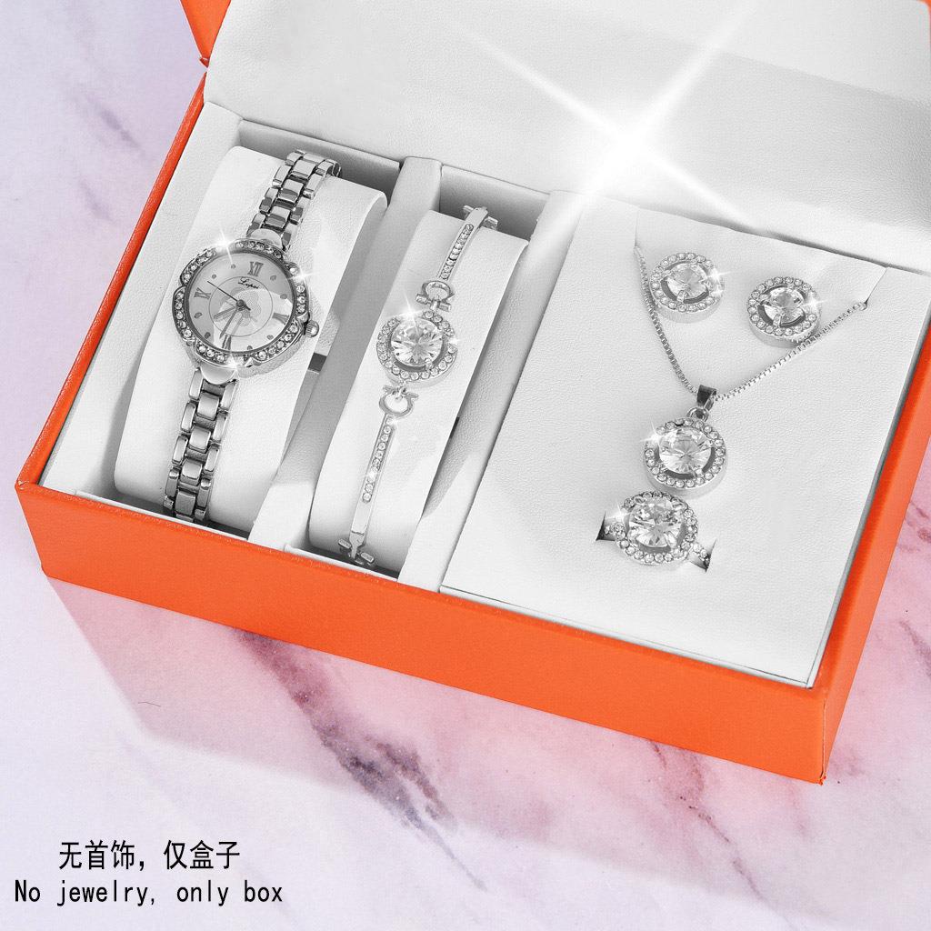 速卖通亚马逊五件套珠宝盒送礼橙色手表首饰套装包装盒 荔枝纹手