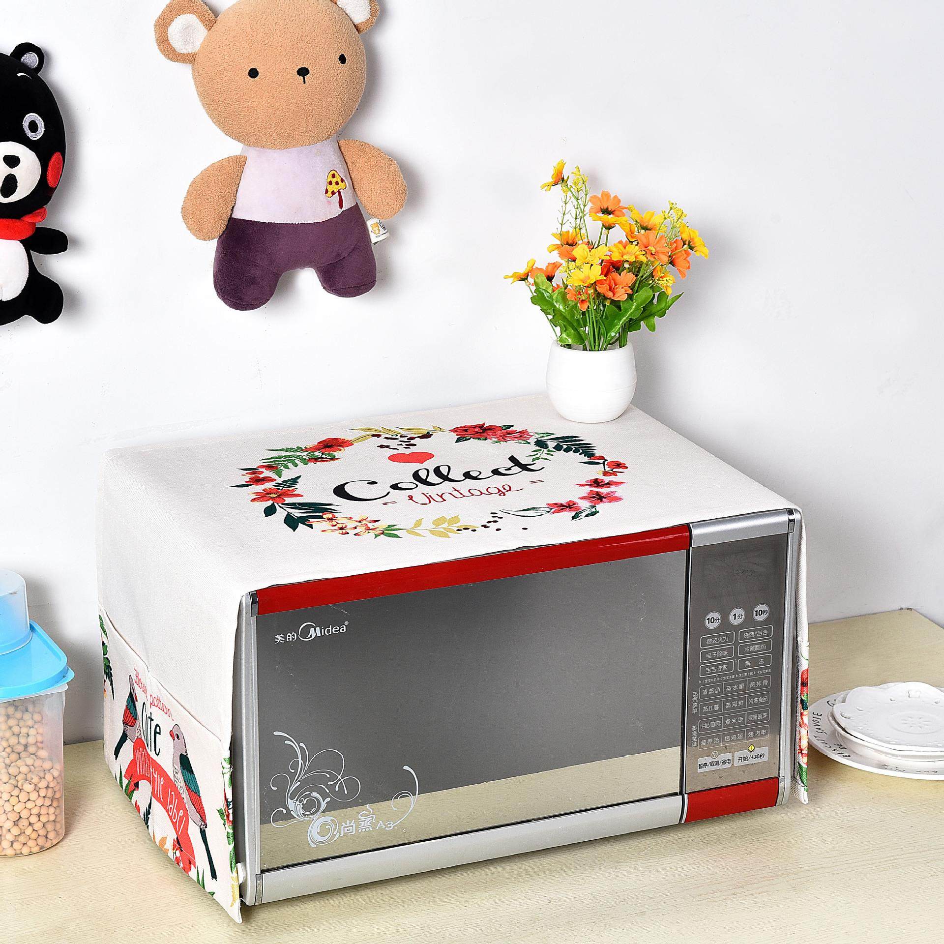 厂家直销微波炉盖巾盖布防油渍烤箱罩冰箱洗衣机亚麻防尘罩