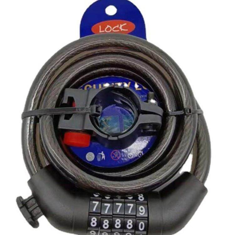 自行车锁电动车五位密码锁山地单车条形钢丝圈锁防盗骑行装备