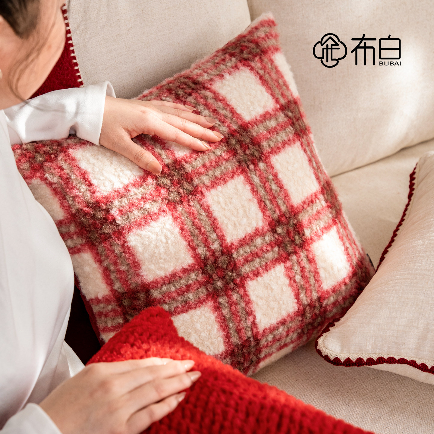 红色抱枕喜庆新年沙发客厅氛围感复古格子装饰靠枕可拆洗高级靠垫,居家布艺,靠垫/抱枕,淘宝优惠券,粉丝福利购,淘宝优惠卷