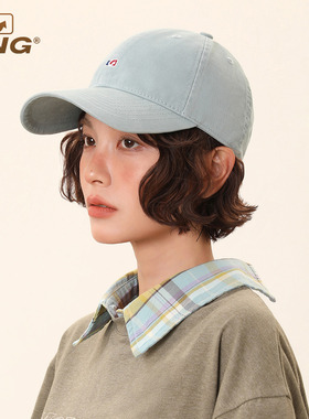 IIING 淡蓝色夏季棒球帽女宽帽檐大脸显脸小软顶百搭新款鸭舌帽子