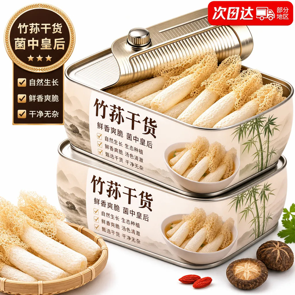 竹荪干货特级官方旗舰店古田特产一级野生天然菌菇煲汤火锅食材