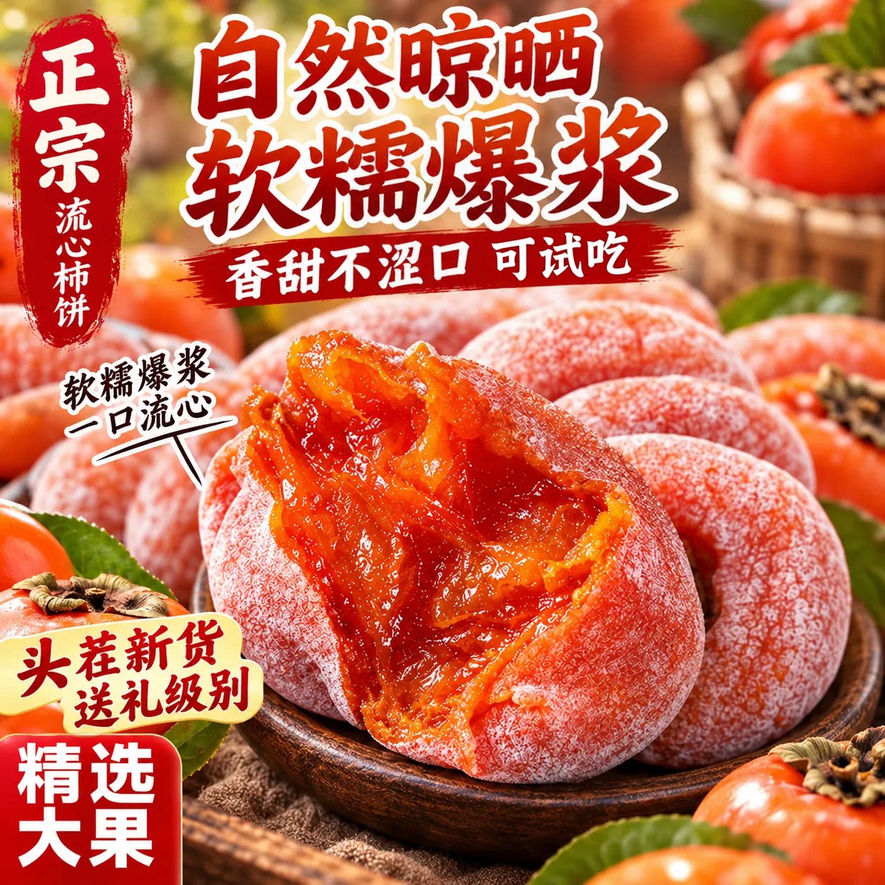 特级流心柿饼陕西富平官方旗舰店正宗广西霜降流心柿子干独立包装