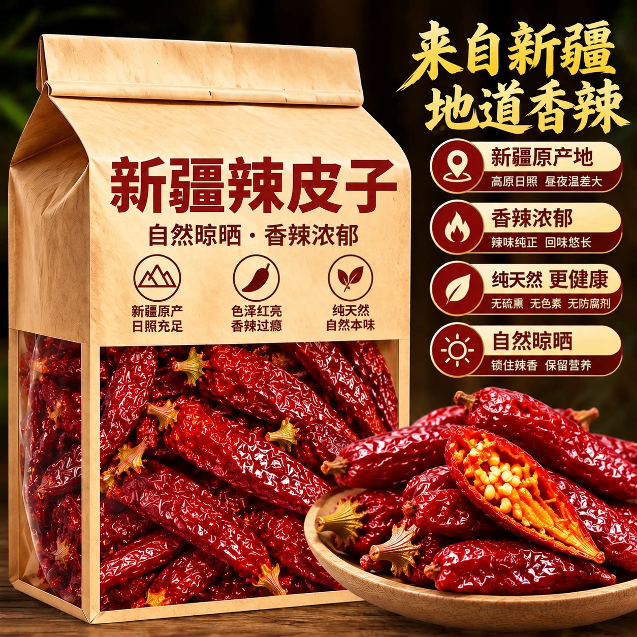 新疆正宗肉辣皮子焉耆肉辣椒大盘鸡调料新疆特产干辣椒官方旗舰店