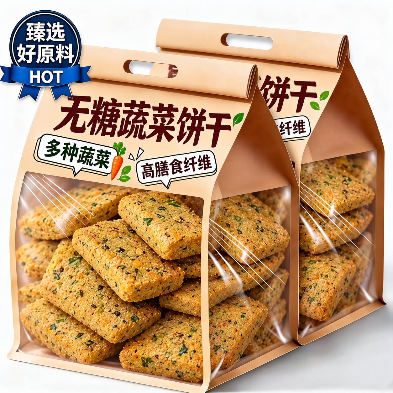 无糖蔬菜饼干健康零食大全粗粮营养健康全麦饼干正品官方旗舰店