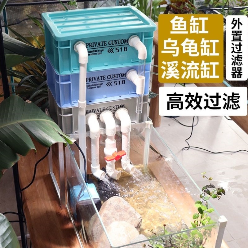 工业风周转箱鱼缸鱼池过滤箱滴流盒增氧静音净水水循环系统过滤器