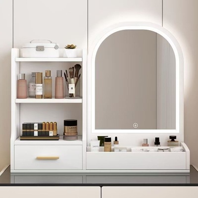 化妆品收纳盒抽屉式首饰护肤品面膜口红带镜子桌面整理大号储物盒