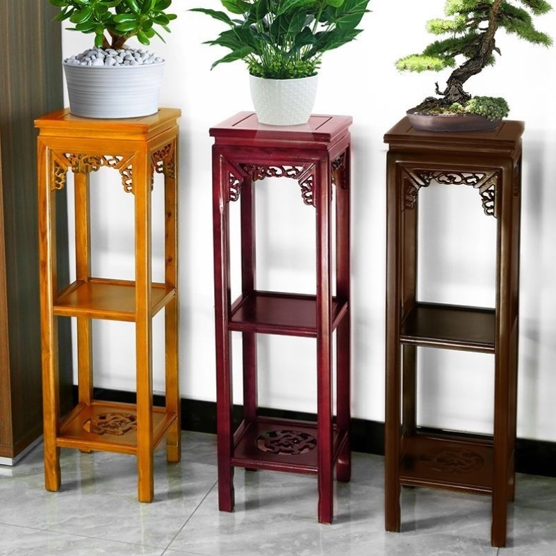 实木花架简约盆景架中式榆木客厅古典摆件多层花架子仿古阳台家用