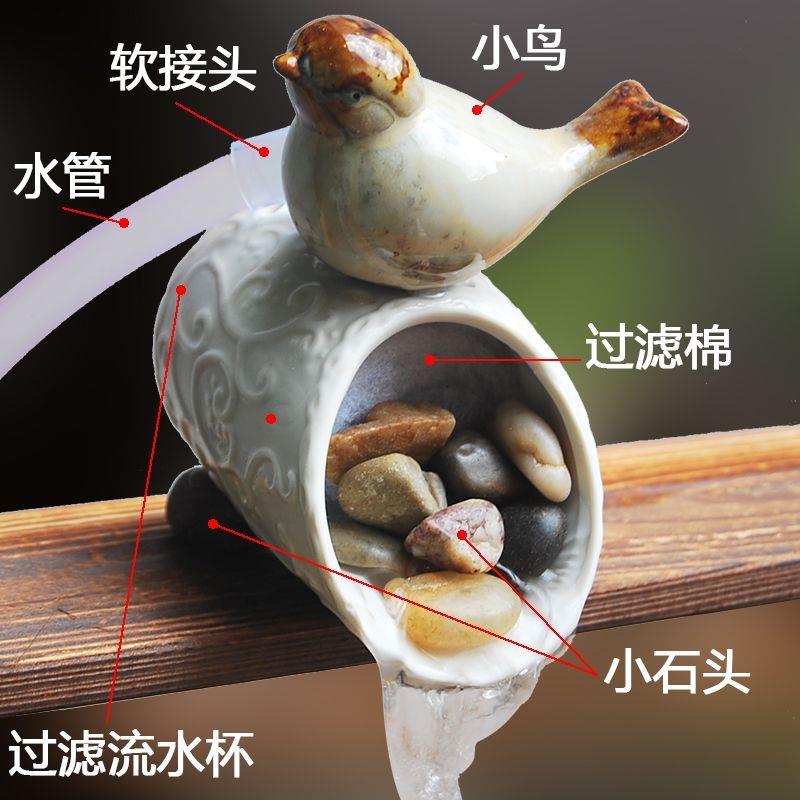 可爱流水陶瓷罐小型鱼缸图片