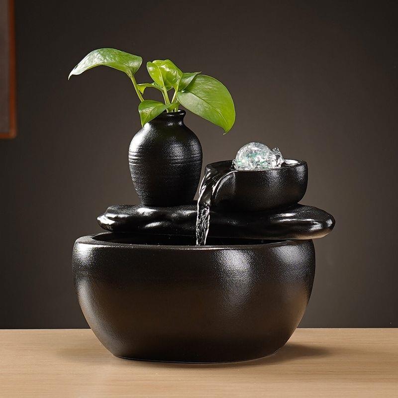 时来运转流水球生财风水轮鱼缸水缸循环水车水景造景景观家庭摆件