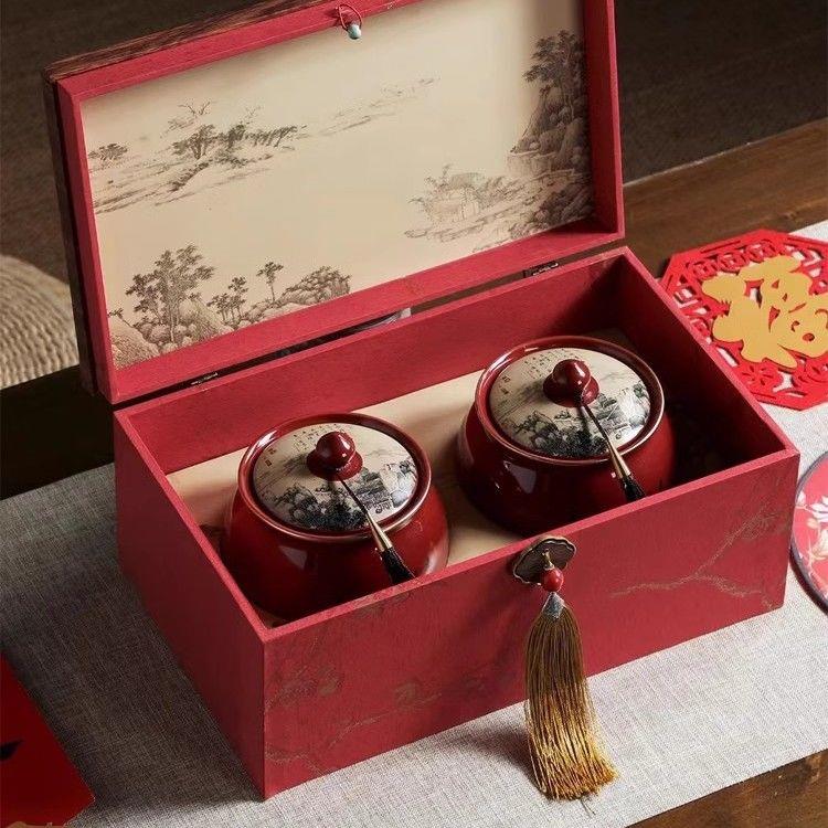 高档茶叶陶瓷罐包装盒半