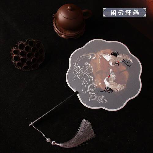 刺绣扇子宫团扇双面古典