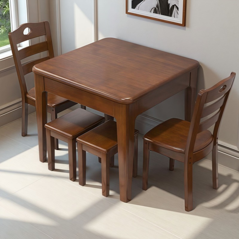 实木正方形餐桌客厅家用小方桌简约休闲棋牌桌出租屋台茶台桌