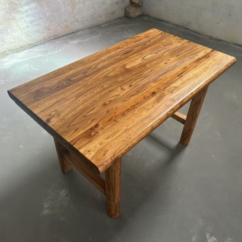 老榆木桌子实木餐桌商用餐饮店长桌办公室桌原木吧台复古做旧桌