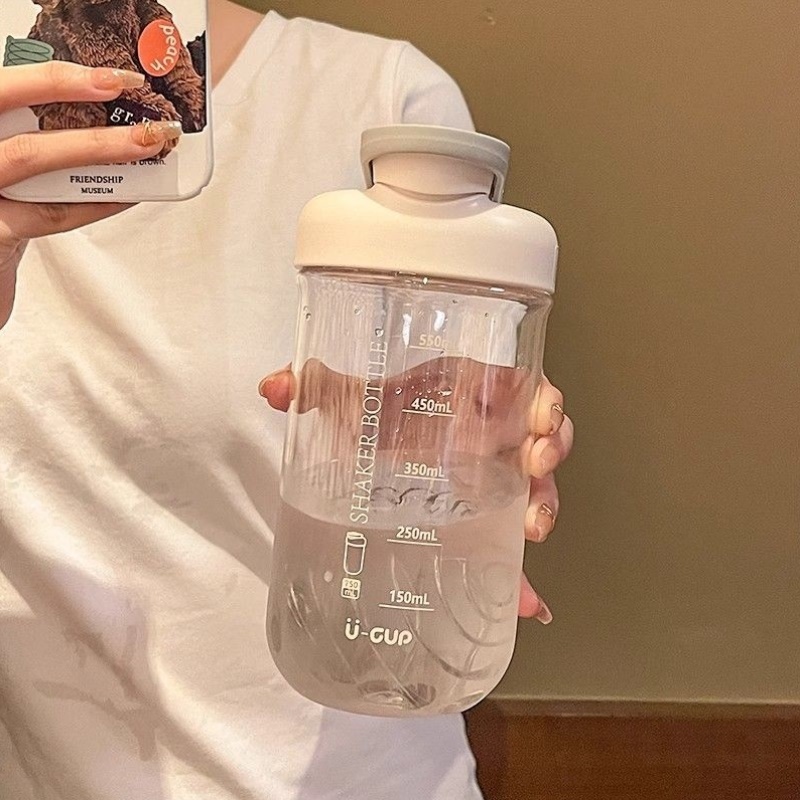 运动水杯女生高颜值夏天tran带刻度健身摇摇杯学生杯子便携水壶