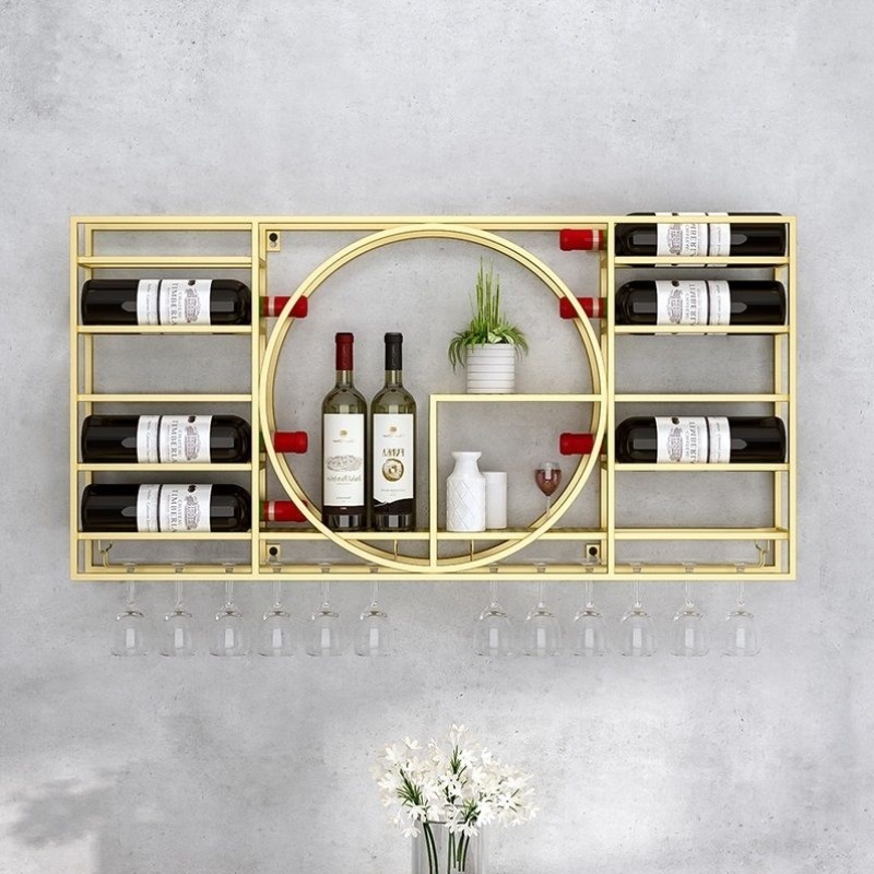 吧台酒架简约红酒柜壁挂铁艺红酒架创意置物架葡萄酒展示架酒杯架