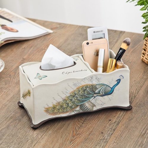 欧式纸巾盒客厅抽纸盒新中式多功能创意美式抽纸收纳盒现代家居