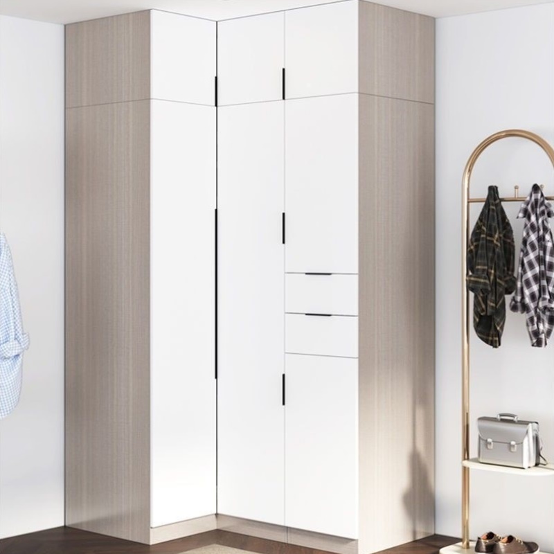 北欧转角衣柜90度家用卧室拐角L型梳妆台书桌一体组合多功能衣柜