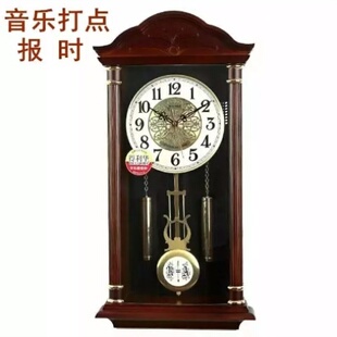 老式风水镇宅报时挂钟中式复古摇摆钟客厅家用静音欧式创意石英钟