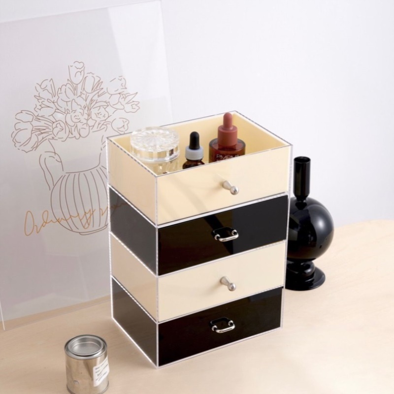 亚克力桌面防尘收纳盒口红化妆品梳妆台现代简约抽屉盒置物架