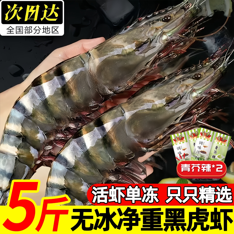 越南无冰特大黑虎虾速冻