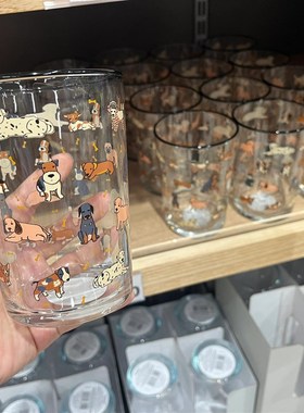 Morrison可爱的狗狗玻璃杯创意水杯ins手绘彩色啤酒杯设计小众