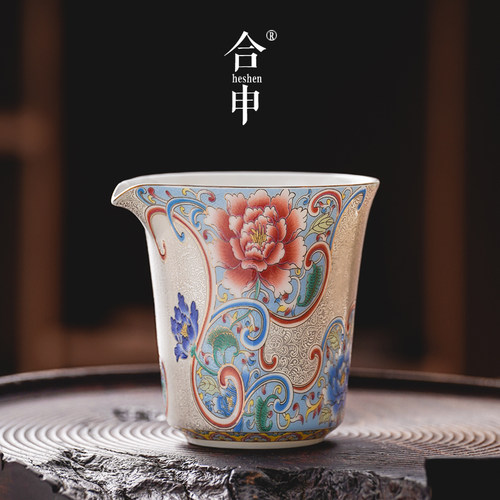 轻奢宫廷风珐琅彩陶瓷公道杯家用分茶器功夫茶海单个高端200毫升