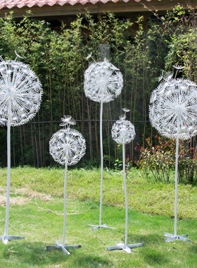 户外不锈钢蒲公英雕塑园林小区广场发光铁艺摆件创意景观美陈装饰