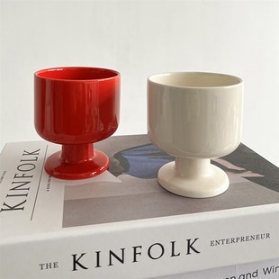 态生活 ins家用高脚陶瓷咖啡杯子小众高级感创意烟灰缸摆拍小摆件