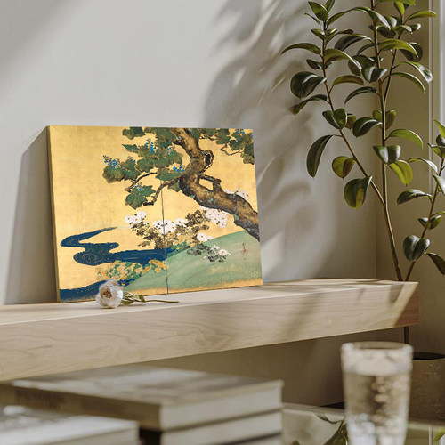 酒井抱一日式原木风装饰画民宿卧室茶楼中古新中式挂画书房壁画禅